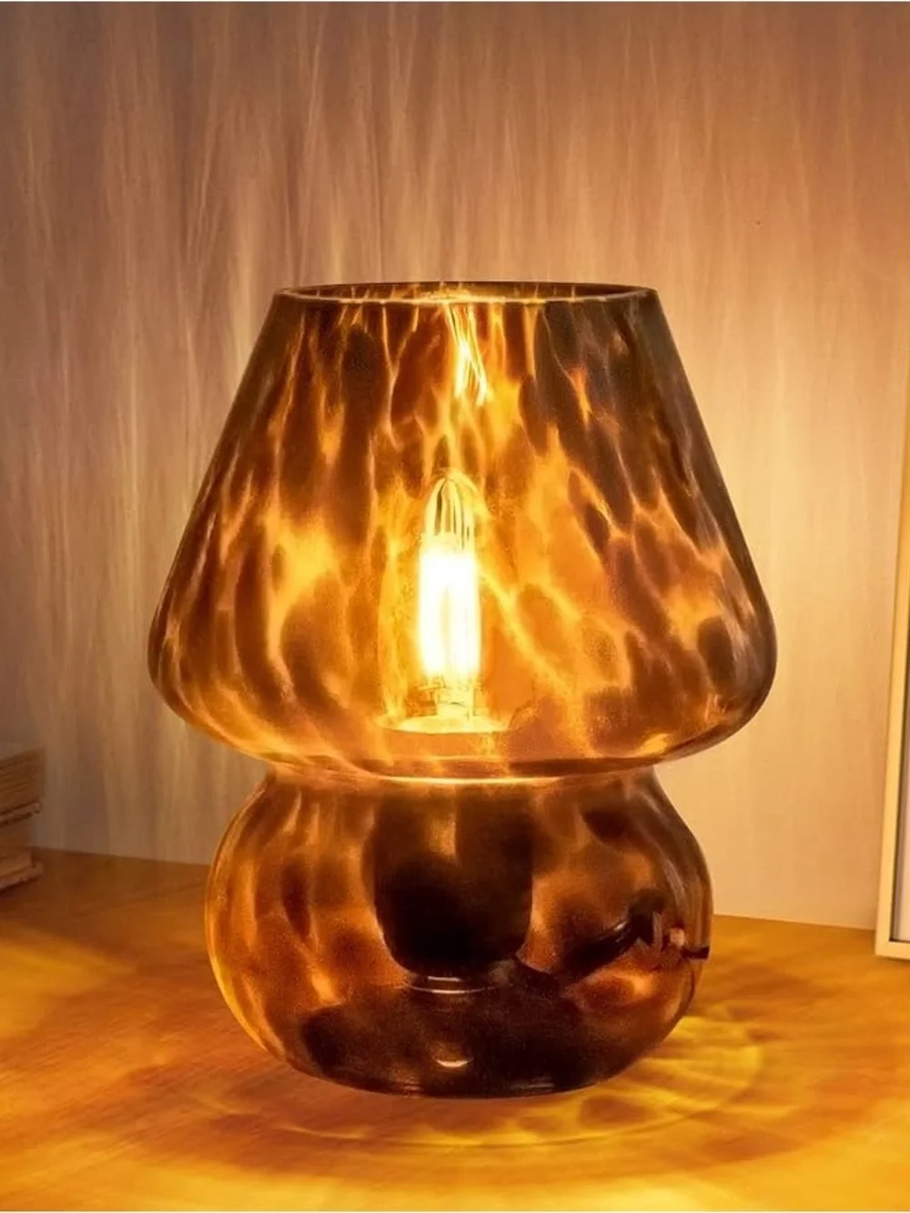 Amber Glass Mushroom Table Lamp - Home Accents